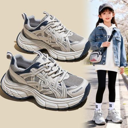 女童鞋子2026春季新款时尚透气中大童女孩儿童百搭轻便运动老爹鞋