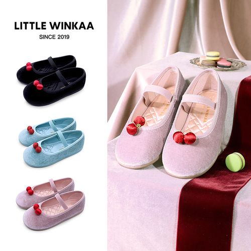 little winkaa童鞋2026春季新款可爱樱桃公主鞋百搭舒适舞蹈鞋女主图