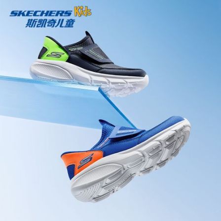 斯凯奇儿童2026春季新款一脚蹬闪穿运动鞋男童百搭舒适轻便休闲鞋