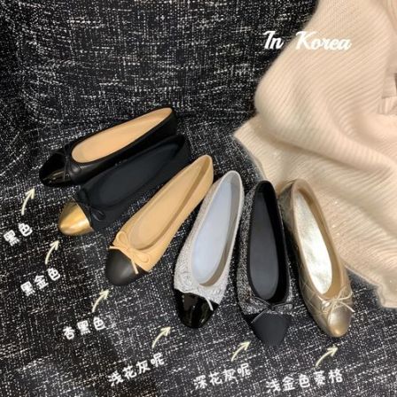 【茵茵家】经典返场~小香风蝴蝶结浅口单鞋女平底鞋奶奶鞋子春新款 