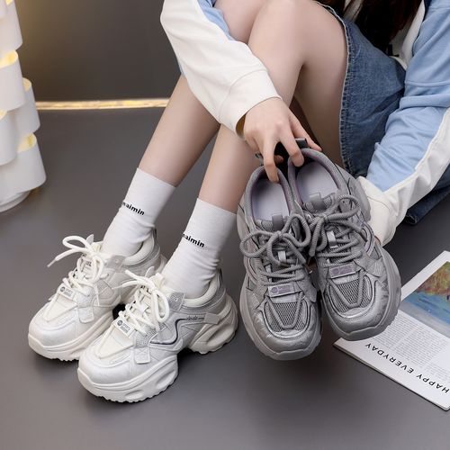 大码女鞋40一43春季厚底时尚老爹鞋2026新款透气百搭休闲鞋主图