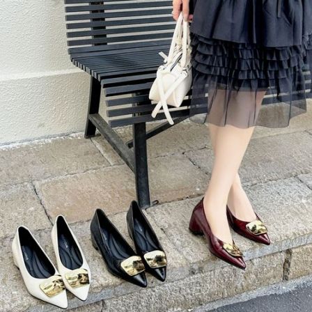 2026早春浅口法式复古内增高单鞋粗跟尖头气质时尚百搭跟鞋单鞋女