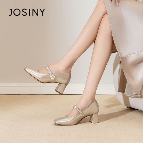 方头浅口玛丽珍女鞋2026春季新款气质轻奢粗跟软底通勤单鞋主图