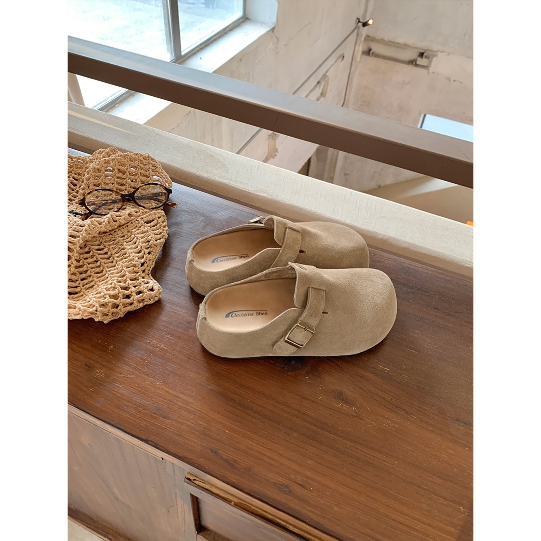 【苏茵茵】圆包头扣带休闲厚底勃肯拖鞋女半拖E3305087、E4324305主图