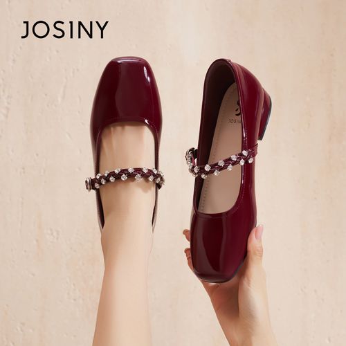 卓诗尼2026法式玛丽珍鞋方头低跟春季单鞋浅口跟鞋平底皮鞋女鞋主图