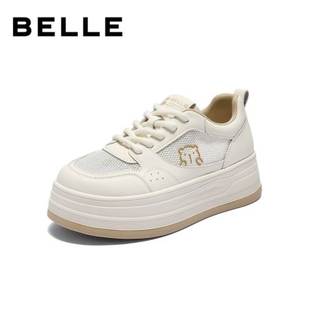 百丽撞色百搭板鞋女春季新款商场同款厚底增高休闲鞋E2V1DCM5