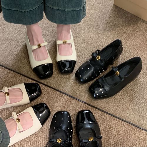 【交个朋友专属】贾不假玛丽珍女2026小香风玫瑰扣方头增高浅口单鞋主图