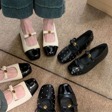 【交个朋友专属】贾不假玛丽珍女2026小香风玫瑰扣方头增高浅口单鞋