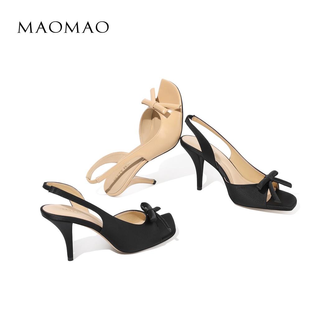 【跟高7CM】2026春季新款方头细跟高跟一脚蹬时尚百搭单鞋漏趾女主图