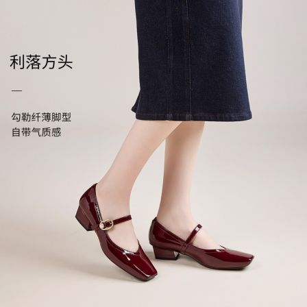 【国风翘翘鞋】EP雅莹 法式方头玛丽珍一字带如意扣单鞋26新品XB02A