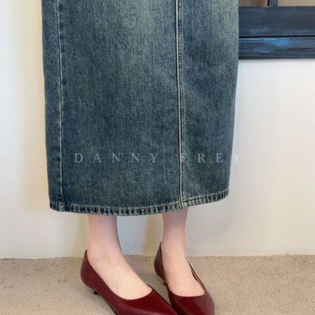 Dannyfrey丹尼芙蕾极简V口一脚蹬尖头单鞋职场通勤高跟鞋3.5CM