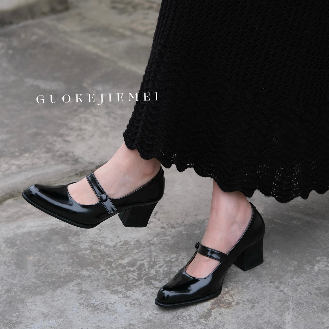 【Jellykk】7cm法式中古感高跟玛丽珍百搭尖圆头设计款赫本风单鞋主图