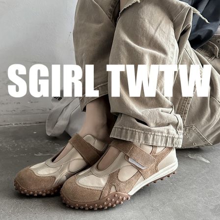 R548-1 SGIRL TWTW复古磨损贴休闲鞋2026新款美拉德风丑萌鞋软底