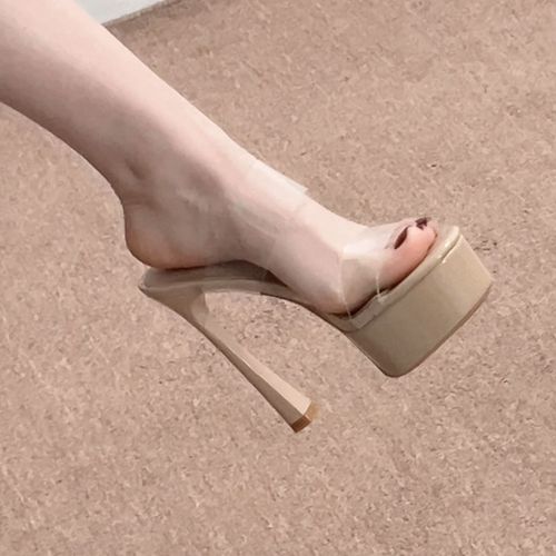 二字透明细跟凉拖下女外穿26新款百搭气质仙女露趾防水台超高跟鞋主图