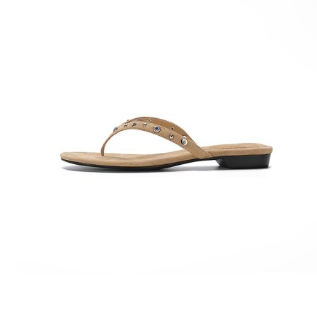 ODTD 设计师 26春夏新款 钉珠装饰夹脚平底鞋/小猫跟凉鞋 SOLSOL