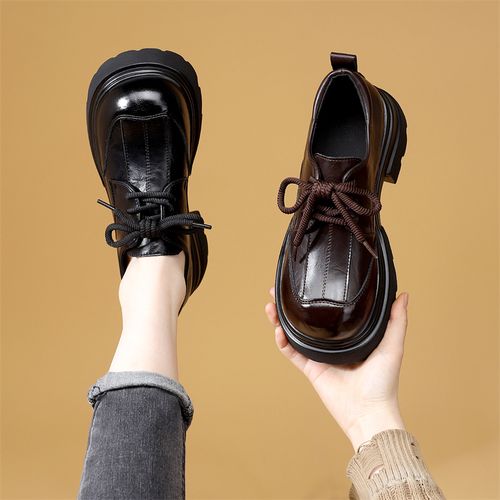 英伦风厚底休闲乐福鞋女2026春季新款增高显瘦洋气配裙软底小皮鞋主图