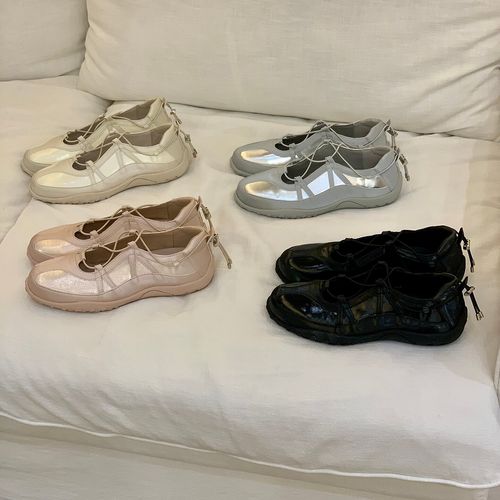 时尚韩版厚底粉色绑带德训鞋子女春新款芭蕾舞玛丽珍鞋口银色单鞋主图