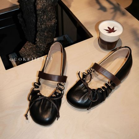 【Jellykk】4cm甜酷百搭褶皱设计款博主风巨软羊皮芭蕾舞时装单鞋