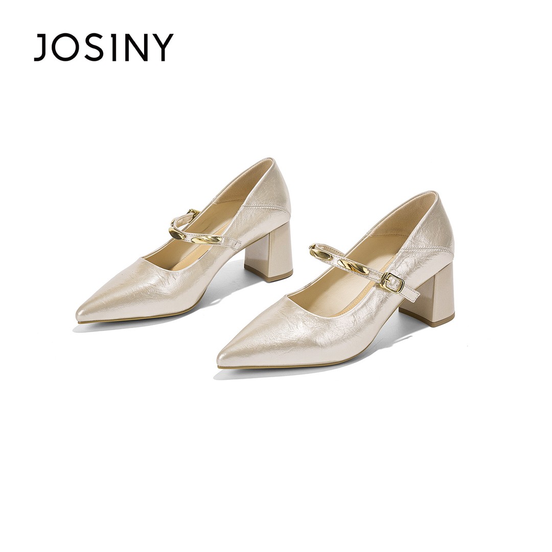 卓诗尼2026新款法式复古尖头浅口内增高粗跟气质百搭玛丽珍单鞋女主图