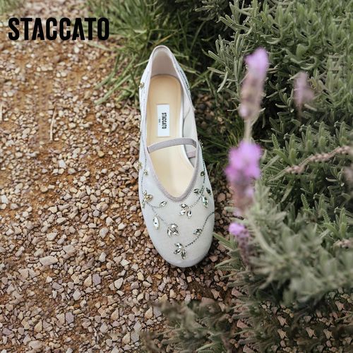 思加图2026春季新款水晶茉莉芭蕾鞋玛丽珍鞋平底鞋浅口女EGV01AQ6主图