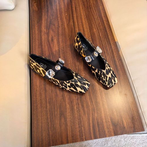 跟高2cm平底法式复古方头浅口豹纹低跟时尚百搭单鞋买1赠2主图