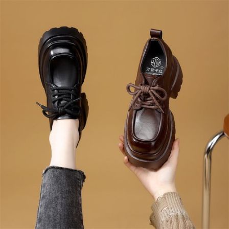 内增高英伦风10CM乐福鞋女2026年春季新款时尚百搭厚底单鞋小码34