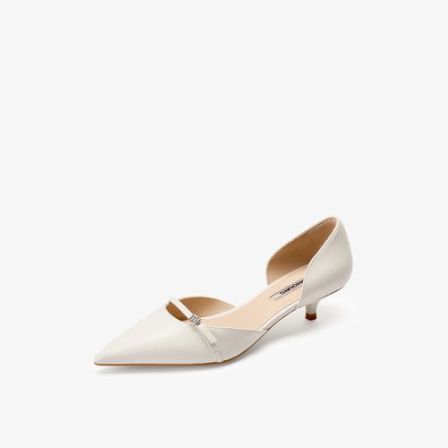 73hours女鞋都市回响2026春季新款尖头纯色浅口单鞋方根高跟鞋