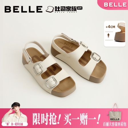 百丽复古勃肯凉鞋女2026夏新厚底增高皮带扣休闲凉鞋B3046BL6