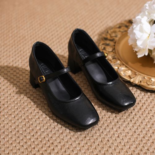 小码女鞋31-34方头高跟春季新款百搭法式玛丽珍浅口单鞋工作女鞋 主图