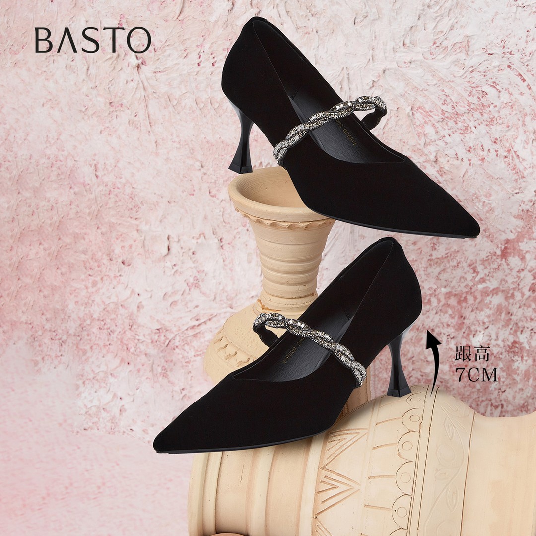 百思图2026春季新款商场同款玛丽珍鞋复古细高跟女单鞋W9520AQ6主图