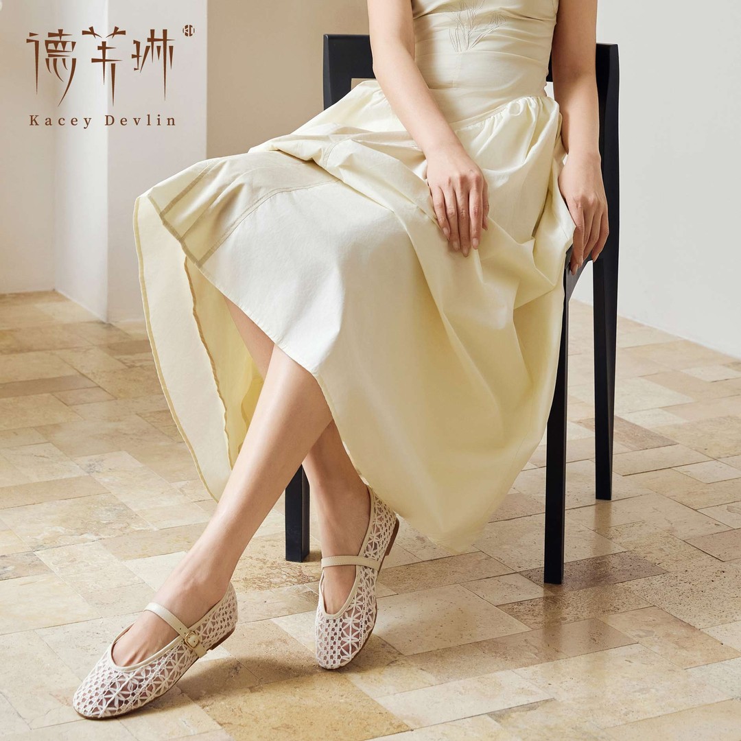 【格一专属】KD6223编织一字带单鞋2026早春粉彩风法式平底女鞋主图