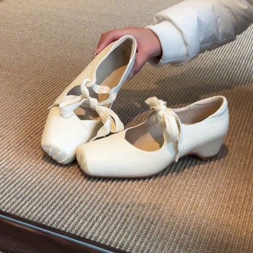 羊皮版~法式蝴蝶结平底芭蕾单鞋女2026新款配裙子温柔玛丽珍鞋主图