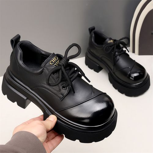 黑色厚底乐福鞋女2026新款春季百搭软底轻便百搭防滑小皮鞋显脚小主图