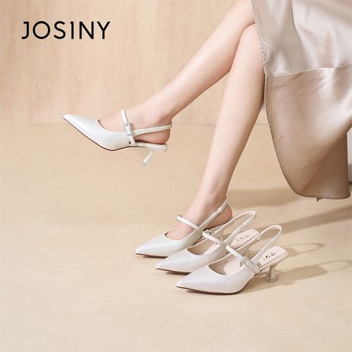 卓诗尼2026尖头防滑细跟高跟鞋裸粉色高跟鞋白色高跟鞋一字带主图