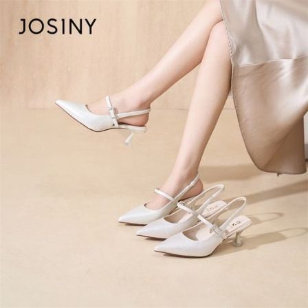 卓诗尼2026尖头防滑细跟高跟鞋裸粉色高跟鞋白色高跟鞋一字带