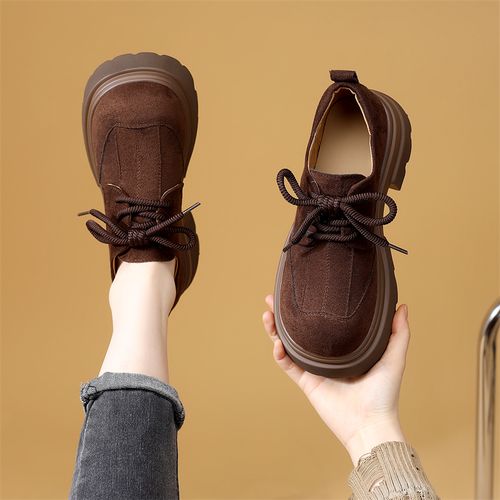 乐福鞋女款2026新款爆款百搭真皮厚底勃肯鞋舒适复古英伦风小皮鞋主图