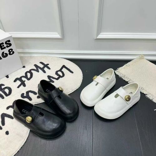 广州欧货【小金豆】早春圆头4cm魔术贴英伦软底洋气乐福鞋8001-2主图