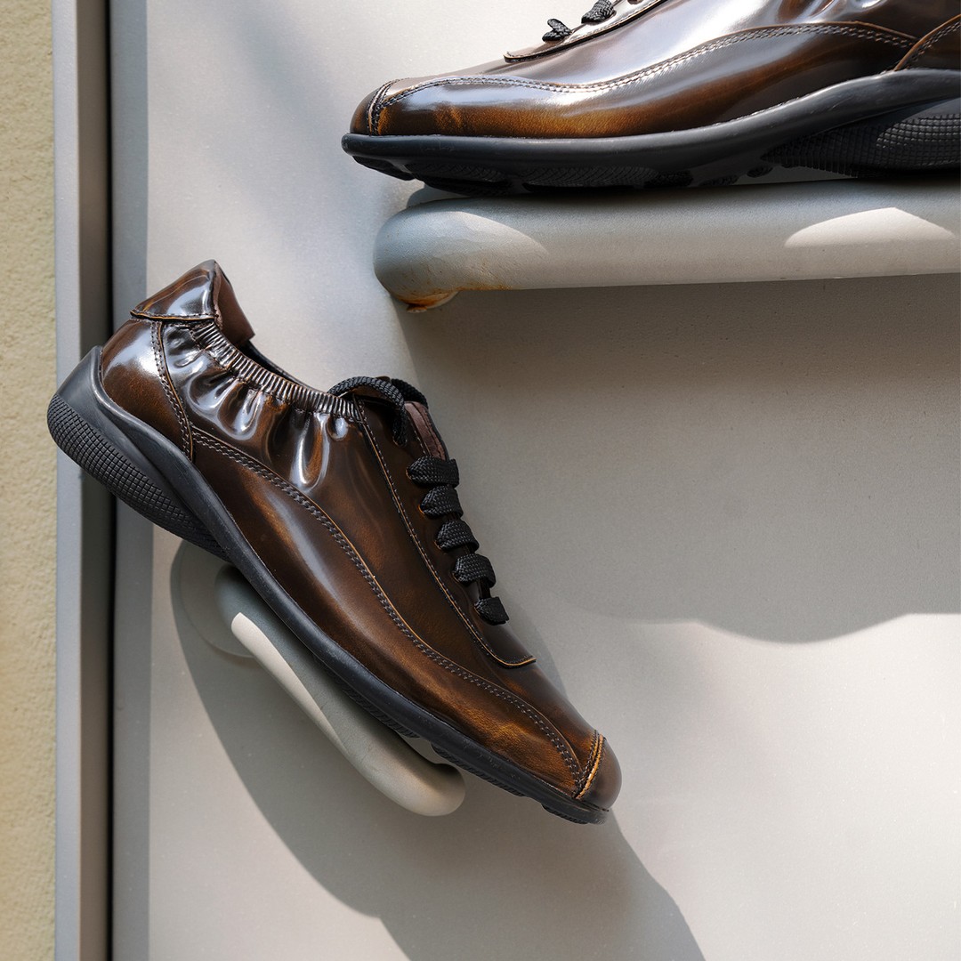 【王雪糕专属】渐变茶芯皮 复古双色系带小皮鞋女运动休闲德训鞋主图