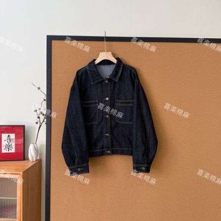 喜樂  2026防褪色翻领明线牛仔外套春季新款时尚百搭休闲复古女士