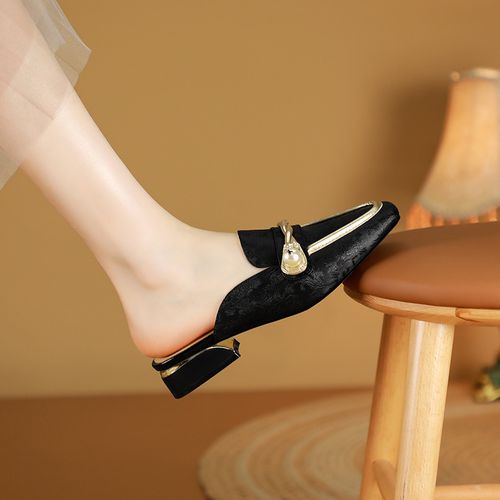 真皮穆勒鞋新款凉鞋小香风半拖鞋女平底洋气2026包头凉拖高级女鞋主图