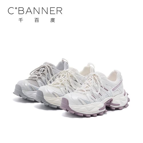 千百度时尚休闲鞋女2026春季新款设计感厚底增高舒适老爹鞋主图