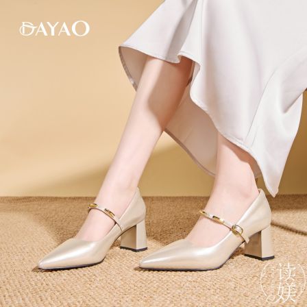 大尧【小金条2.0】5.5cm单鞋26年新款玛丽珍护趾棉粗跟高跟鞋2601