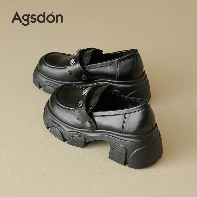 P553184黑色乐福鞋女2025新款夏季厚底英伦风小皮鞋子通勤百搭Q主图