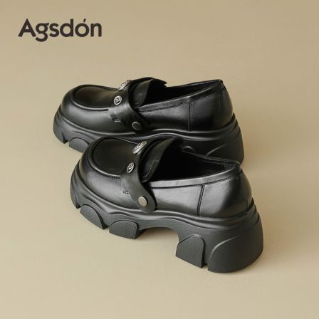 P553184黑色乐福鞋女2025新款夏季厚底英伦风小皮鞋子通勤百搭Q