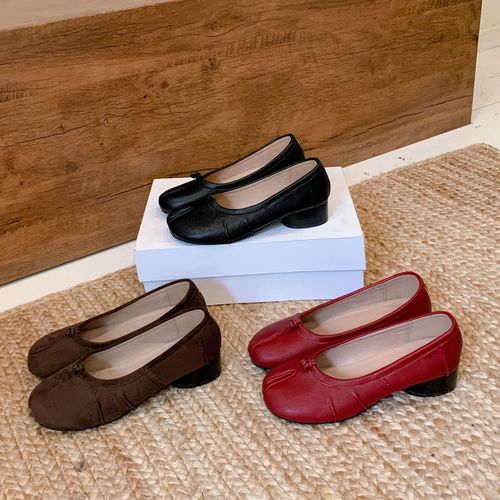 粗跟单鞋女2025年秋季新款百搭时尚小众分趾鞋女纯色一脚蹬休闲鞋主图