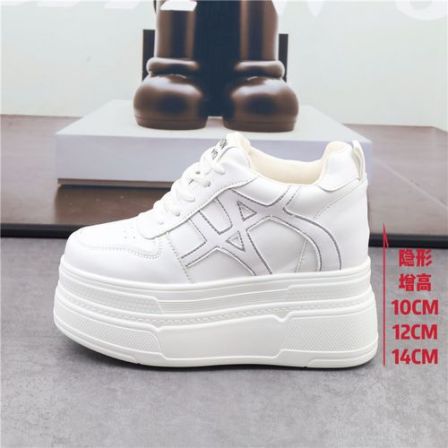 内增高14CM小白鞋女秋季新款12cm松糕板鞋轻便厚底休闲10cm女鞋子