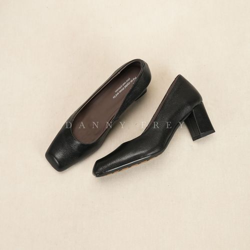 Dannyfrey丹尼芙蕾春夏头层牛皮法式一脚蹬方头时尚通勤风单鞋6CM主图