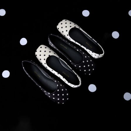 【王雪糕专属】PrettyRiver复古黑白原创波点单鞋女玛丽珍芭蕾舞浅口单鞋平底鞋