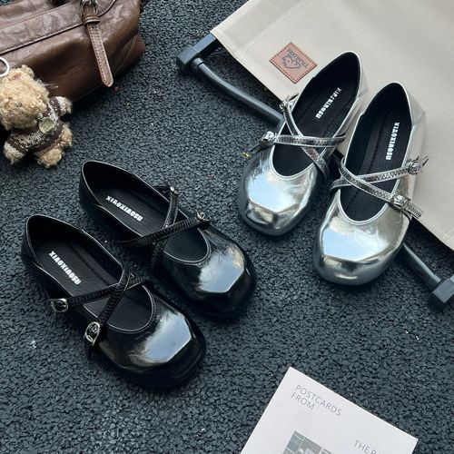 糖糖「星芒尖头德训」复古银灰拼色低帮休闲鞋显瘦显脚小;FCX31065主图