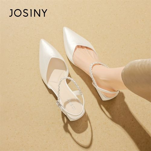 卓诗尼2026春夏款低帮粗跟时装凉鞋半高跟凉鞋凉鞋高跟鞋白色单鞋主图